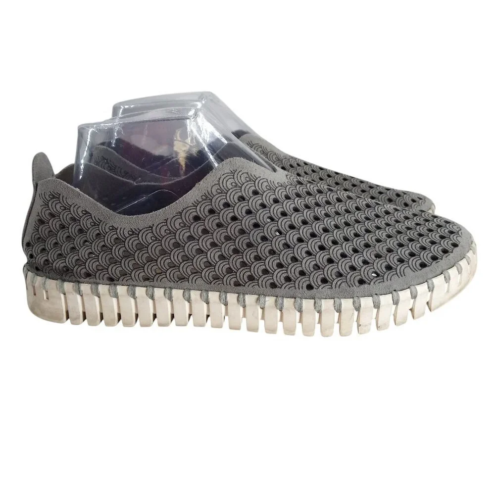 Ilse Jacobsen Tulip Slip On Gray Perforated Comfort Shoes Size 40 US 9.5-10